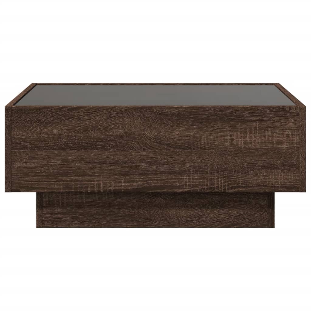 Salontafel met LED 70x50x30 cm bewerkt hout bruin eikenkleurig is nu te koop bij PeponiXL, paradijselijk wonen!