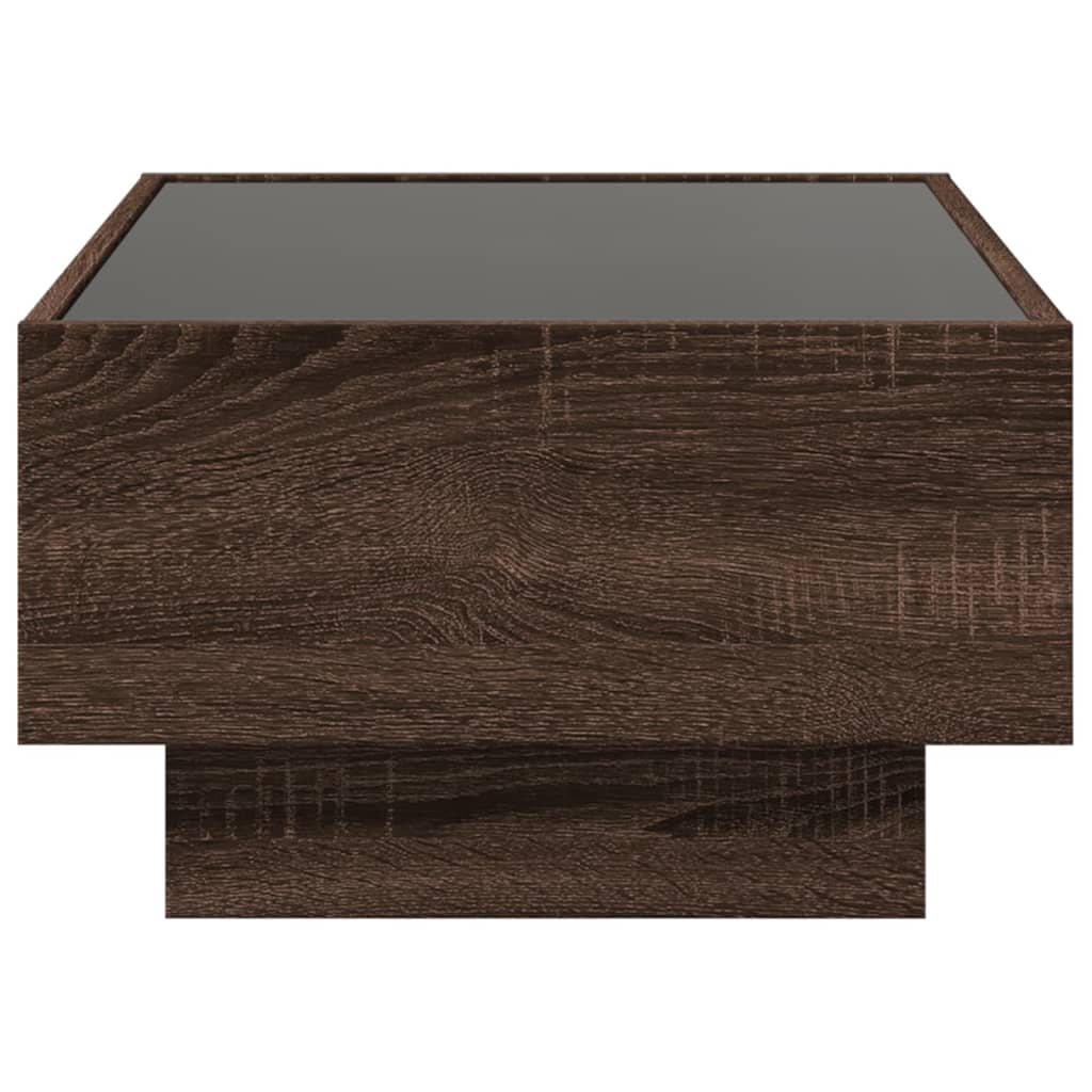 Salontafel met LED 70x50x30 cm bewerkt hout bruin eikenkleurig is nu te koop bij PeponiXL, paradijselijk wonen!