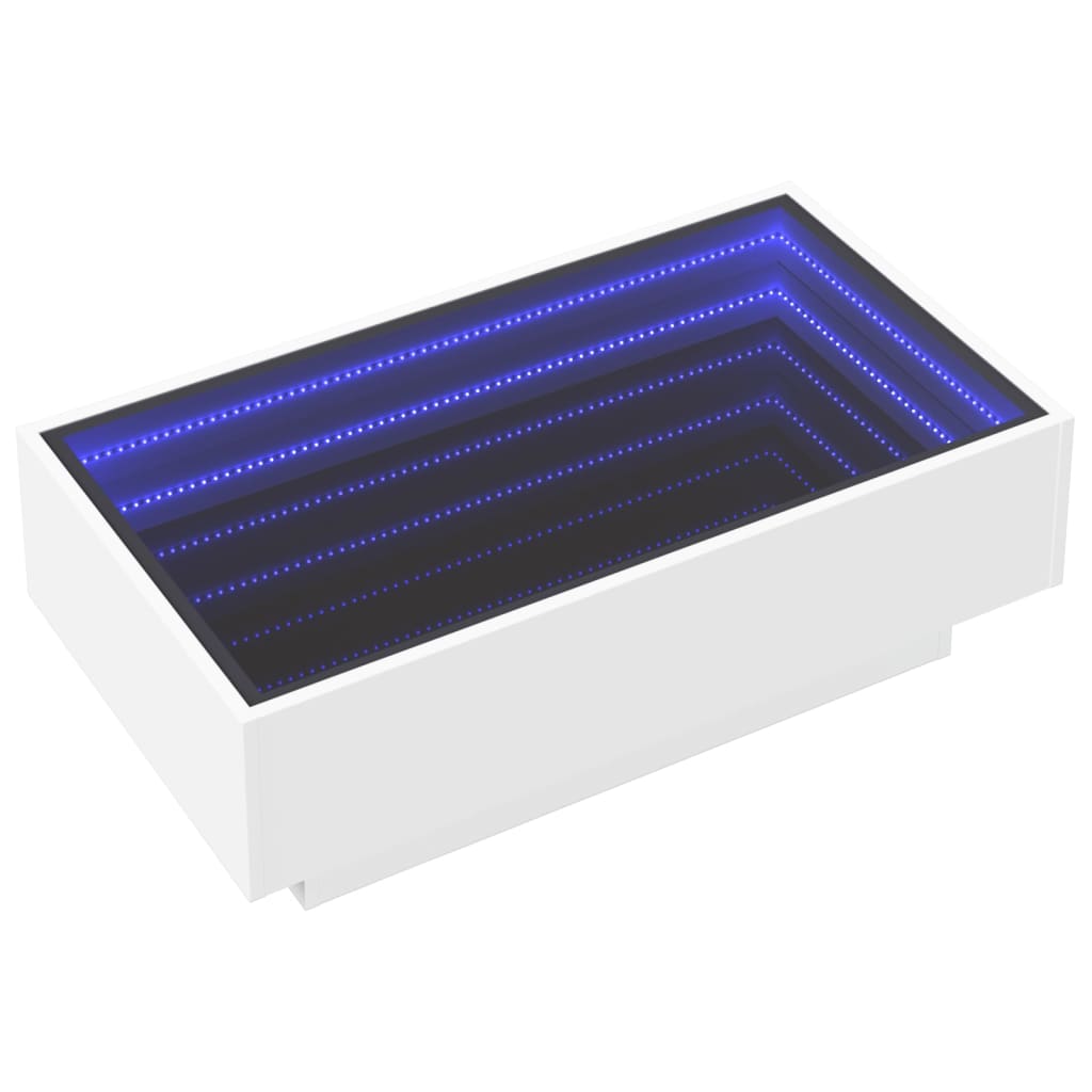 Salontafel met LED 90x50x30 cm bewerkt hout wit is nu te koop bij PeponiXL, paradijselijk wonen!