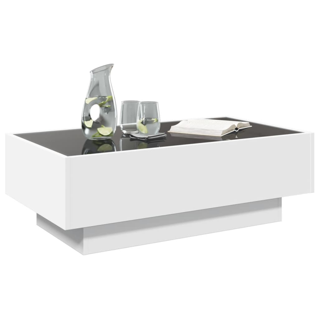 Salontafel met LED 90x50x30 cm bewerkt hout wit is nu te koop bij PeponiXL, paradijselijk wonen!