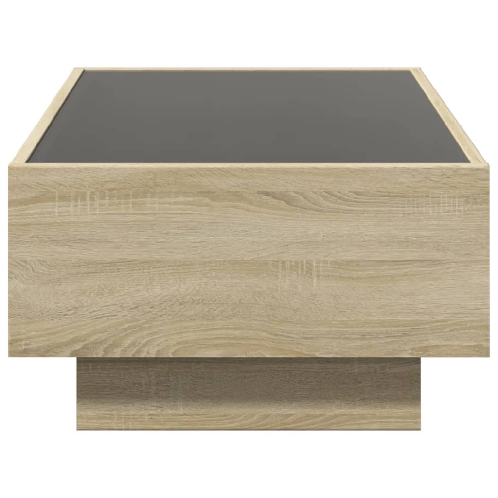 Salontafel met LED 90x50x30 cm bewerkt hout sonoma eikenkleurig is nu te koop bij PeponiXL, paradijselijk wonen!