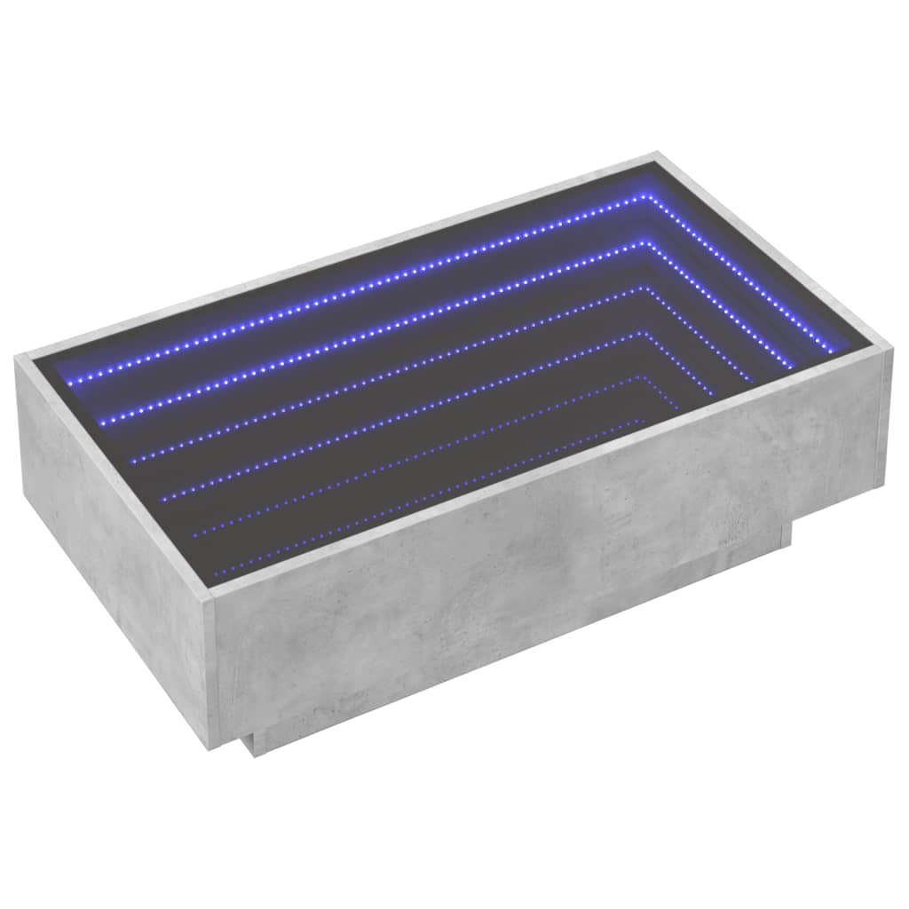 Salontafel met LED 90x50x30 cm bewerkt hout betongrijs is nu te koop bij PeponiXL, paradijselijk wonen!