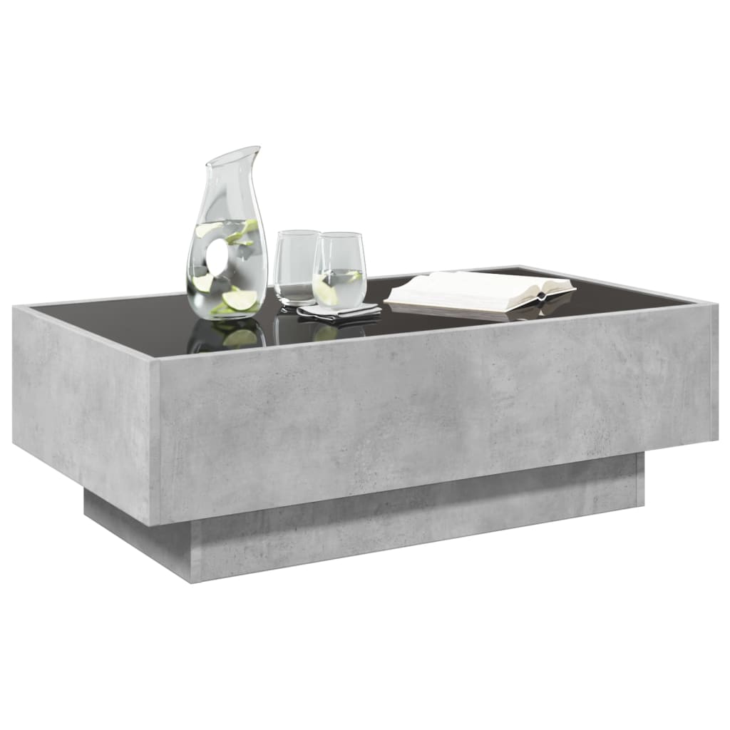 Salontafel met LED 90x50x30 cm bewerkt hout betongrijs is nu te koop bij PeponiXL, paradijselijk wonen!