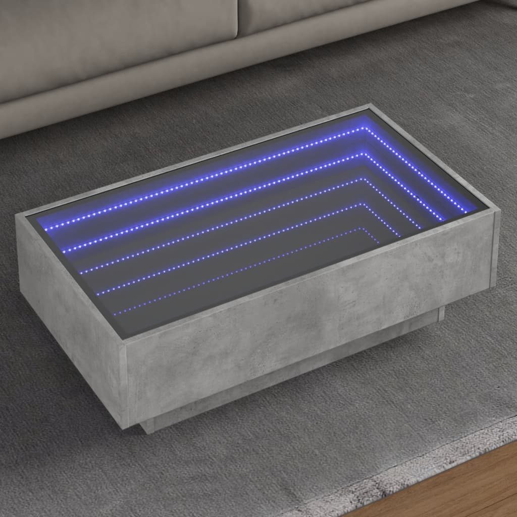 Salontafel met LED 90x50x30 cm bewerkt hout betongrijs is nu te koop bij PeponiXL, paradijselijk wonen!