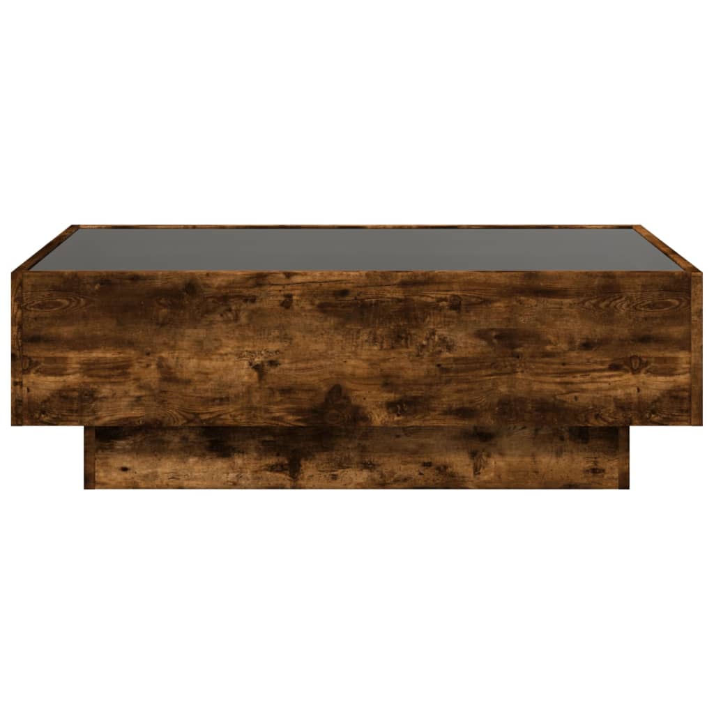 Salontafel met LED 90x50x30 cm bewerkt hout gerookt eikenkleur is nu te koop bij PeponiXL, paradijselijk wonen!