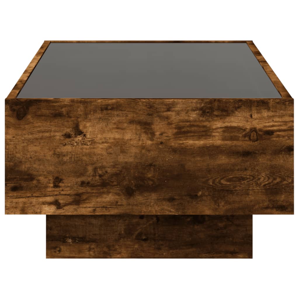 Salontafel met LED 90x50x30 cm bewerkt hout gerookt eikenkleur is nu te koop bij PeponiXL, paradijselijk wonen!