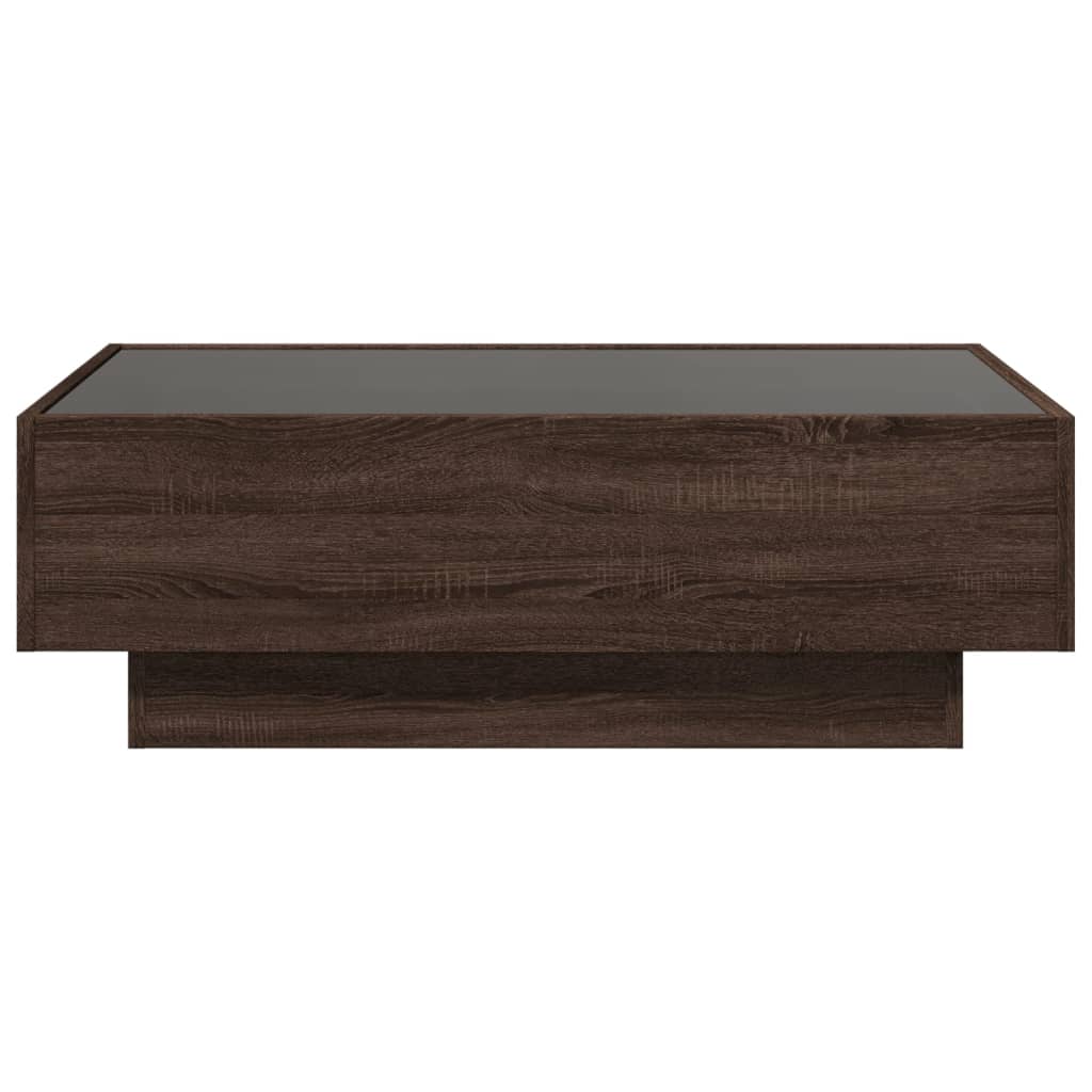 Salontafel met LED 90x50x30 cm bewerkt hout bruin eikenkleurig is nu te koop bij PeponiXL, paradijselijk wonen!
