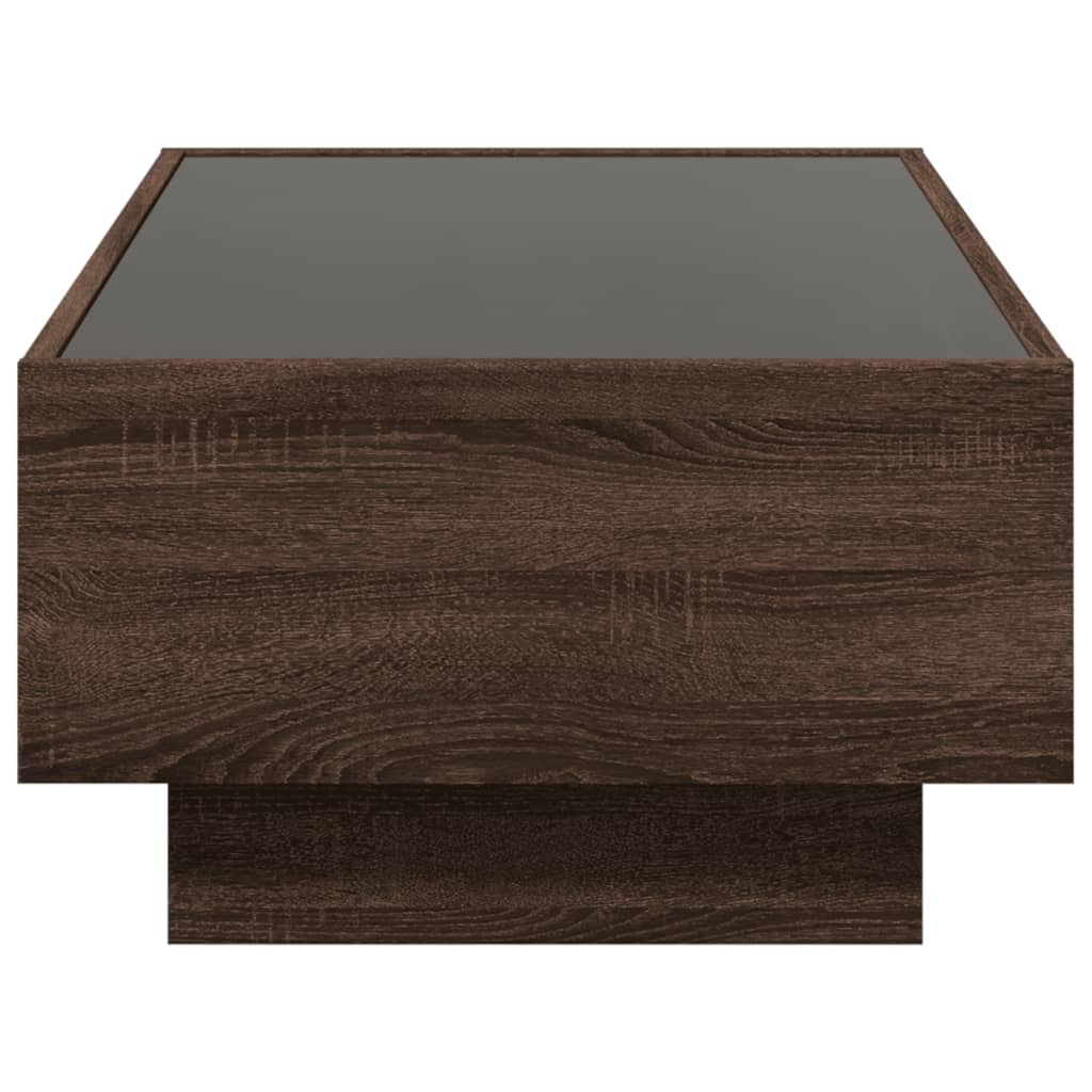 Salontafel met LED 90x50x30 cm bewerkt hout bruin eikenkleurig is nu te koop bij PeponiXL, paradijselijk wonen!