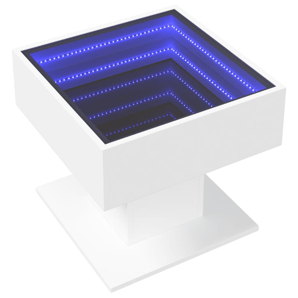 Salontafel met LED 50x50x45 cm bewerkt hout wit is nu te koop bij PeponiXL, paradijselijk wonen!