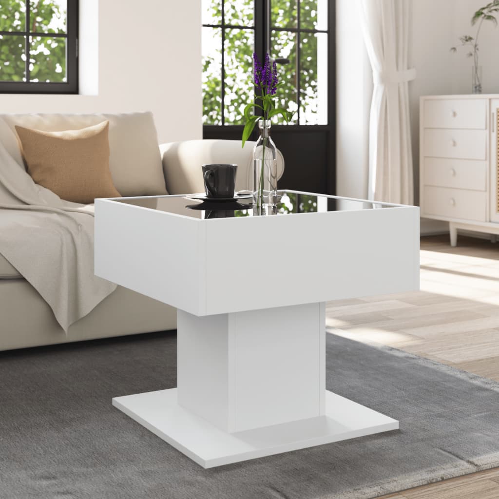 Salontafel met LED 50x50x45 cm bewerkt hout wit is nu te koop bij PeponiXL, paradijselijk wonen!