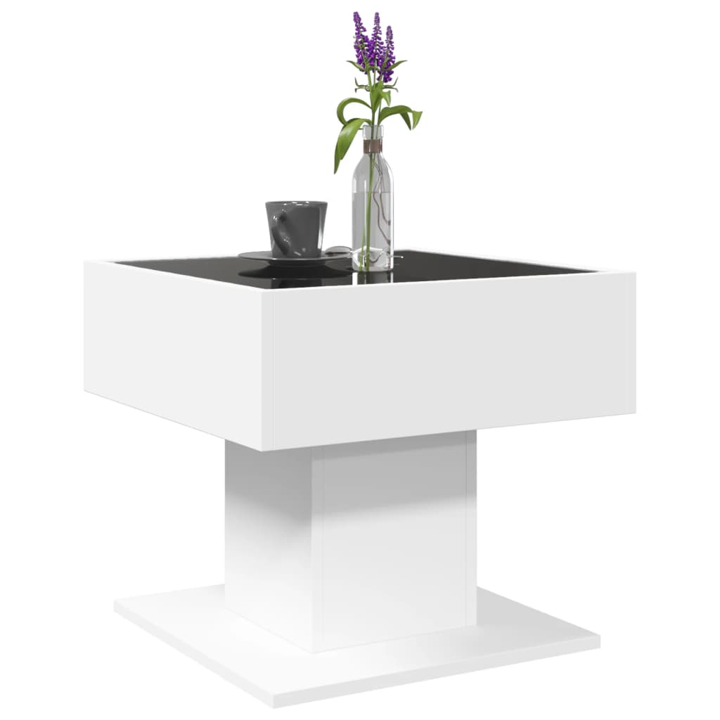 Salontafel met LED 50x50x45 cm bewerkt hout wit is nu te koop bij PeponiXL, paradijselijk wonen!
