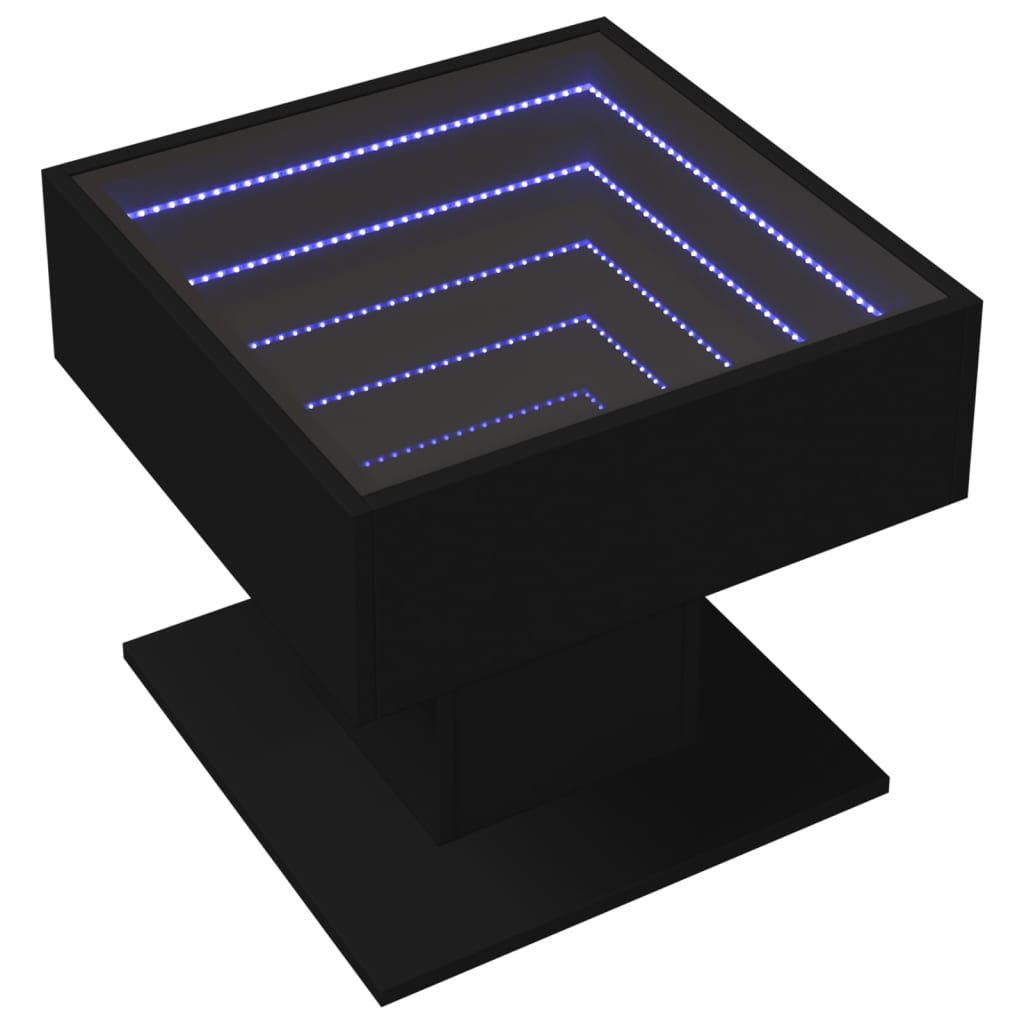 Salontafel met LED 50x50x45 cm bewerkt hout zwart is nu te koop bij PeponiXL, paradijselijk wonen!