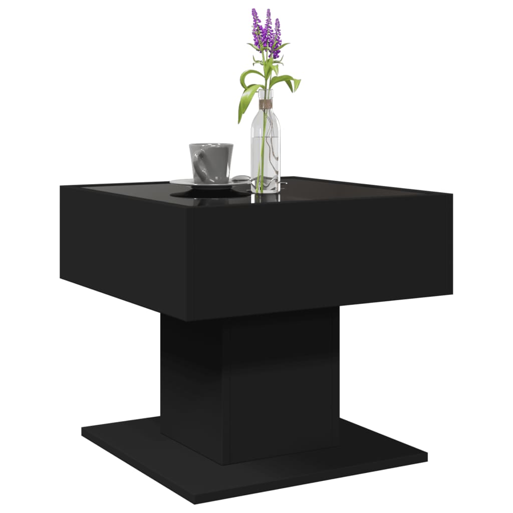Salontafel met LED 50x50x45 cm bewerkt hout zwart is nu te koop bij PeponiXL, paradijselijk wonen!