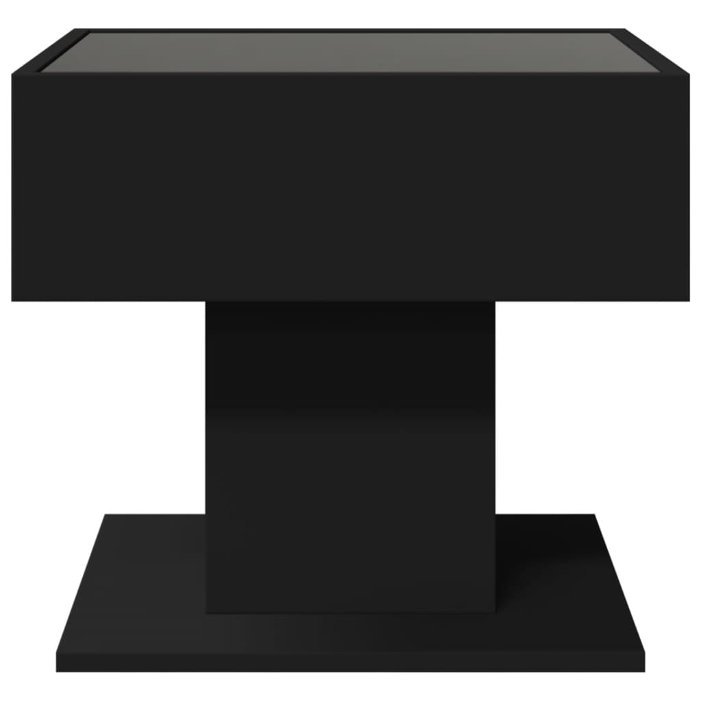Salontafel met LED 50x50x45 cm bewerkt hout zwart is nu te koop bij PeponiXL, paradijselijk wonen!