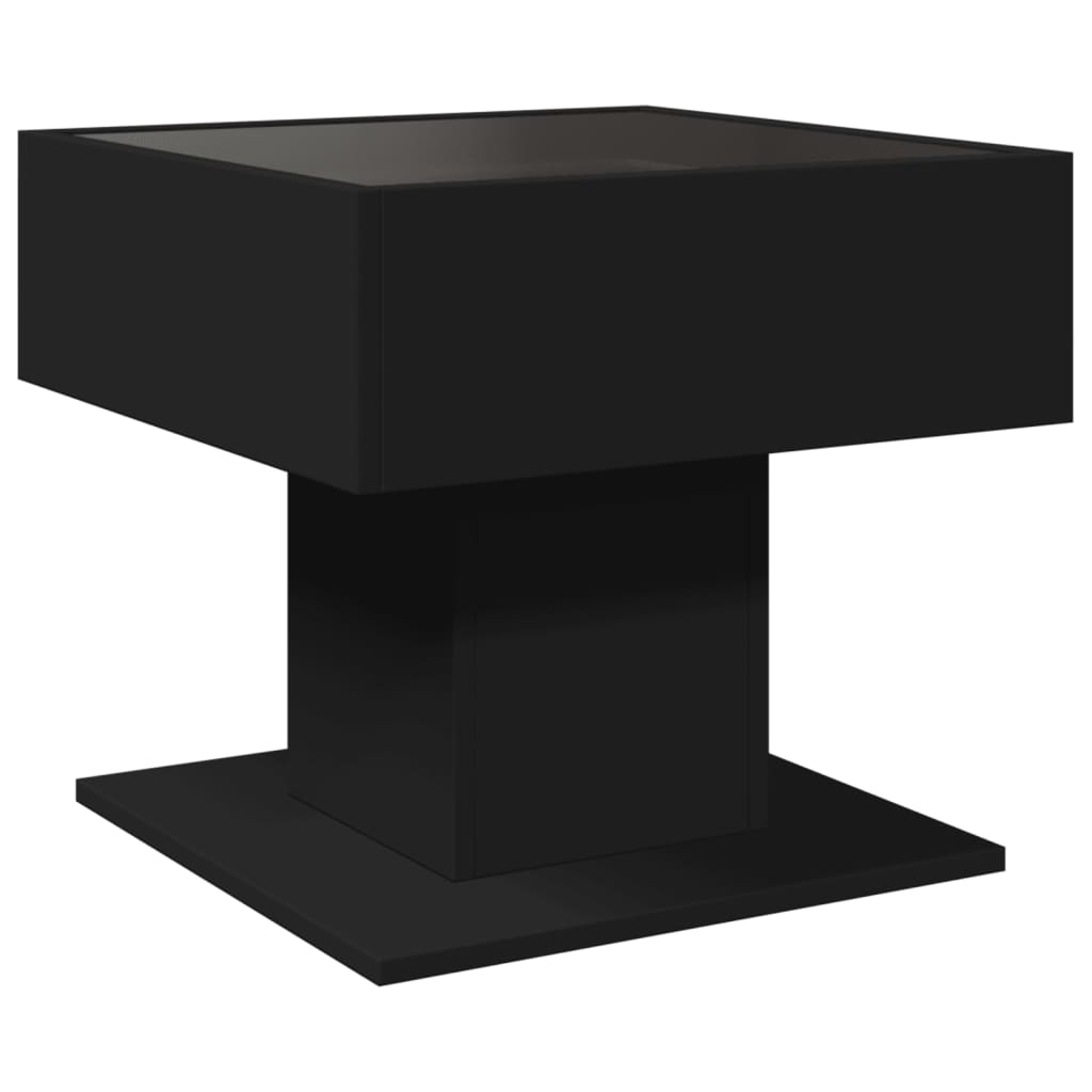 Salontafel met LED 50x50x45 cm bewerkt hout zwart is nu te koop bij PeponiXL, paradijselijk wonen!