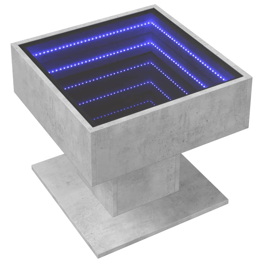 Salontafel met LED 50x50x45 cm bewerkt hout betongrijs is nu te koop bij PeponiXL, paradijselijk wonen!