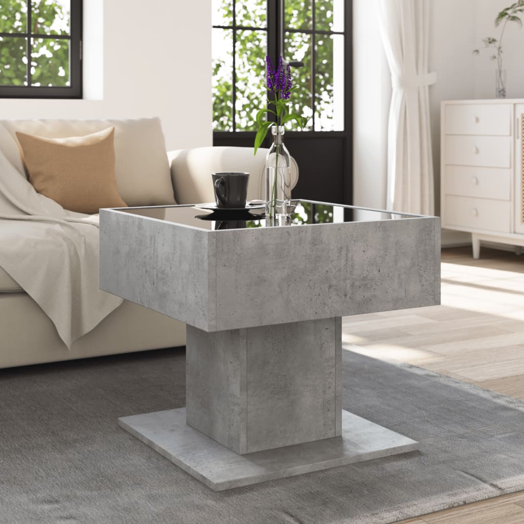 Salontafel met LED 50x50x45 cm bewerkt hout betongrijs is nu te koop bij PeponiXL, paradijselijk wonen!
