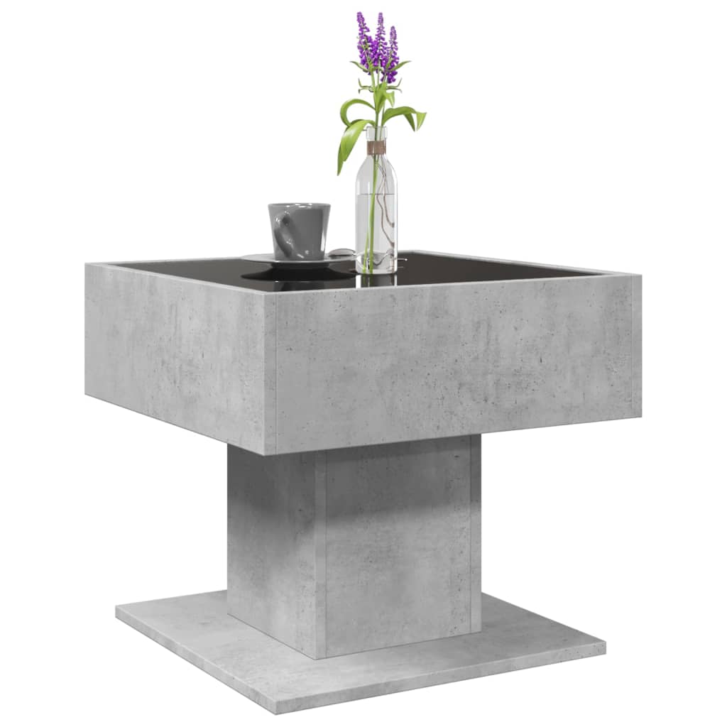 Salontafel met LED 50x50x45 cm bewerkt hout betongrijs is nu te koop bij PeponiXL, paradijselijk wonen!