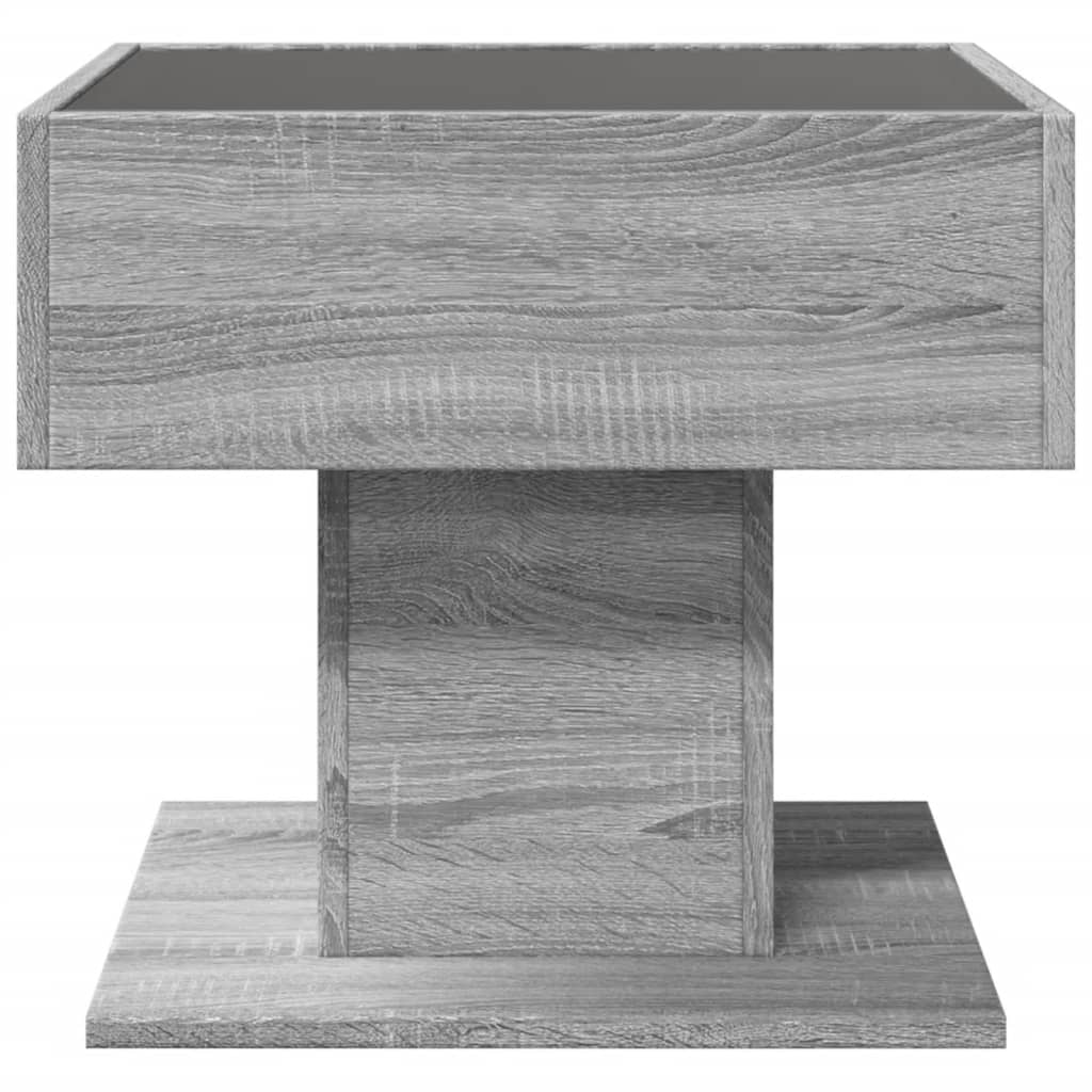 Salontafel met LED 50x50x45 cm bewerkt hout grijs sonoma eiken is nu te koop bij PeponiXL, paradijselijk wonen!