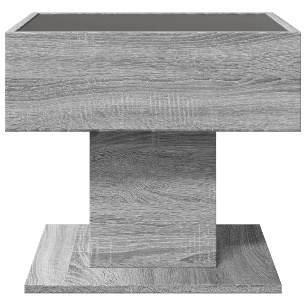 Salontafel met LED 50x50x45 cm bewerkt hout grijs sonoma eiken is nu te koop bij PeponiXL, paradijselijk wonen!