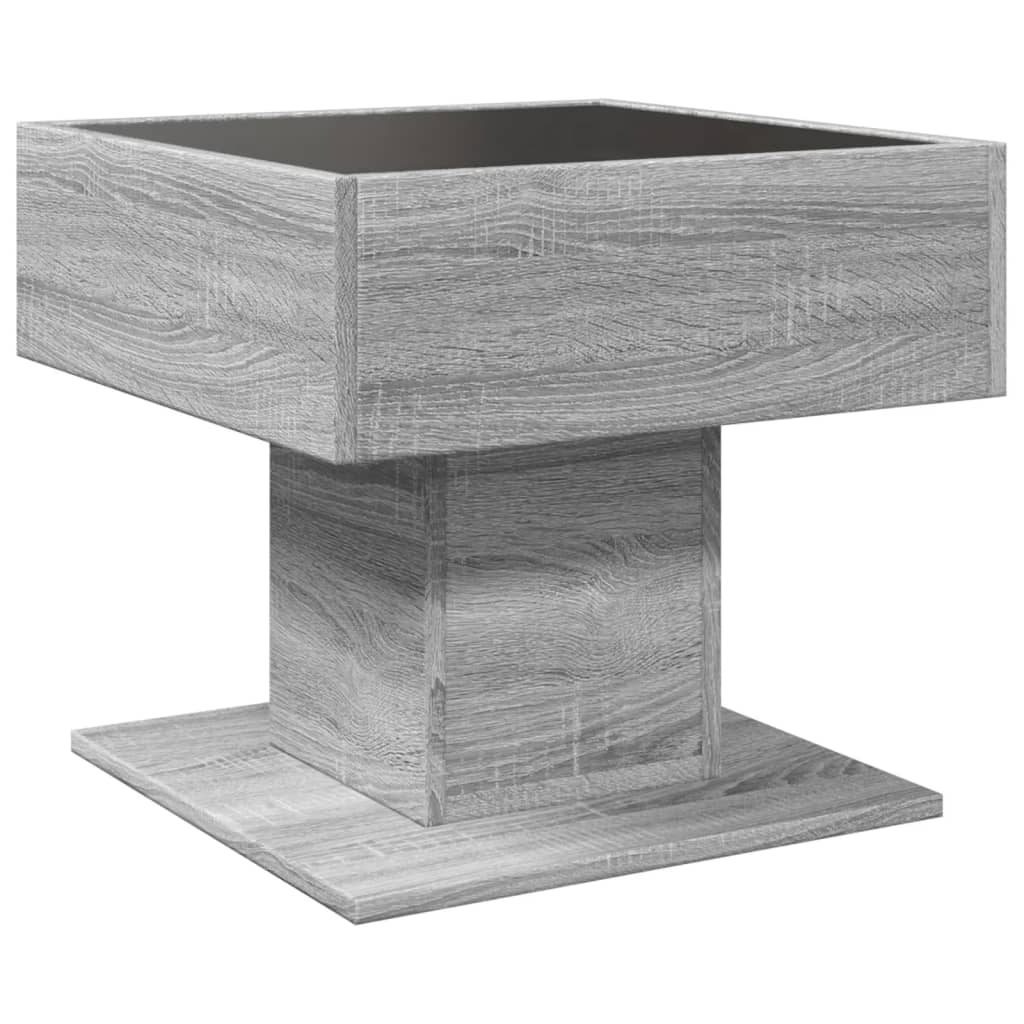 Salontafel met LED 50x50x45 cm bewerkt hout grijs sonoma eiken is nu te koop bij PeponiXL, paradijselijk wonen!