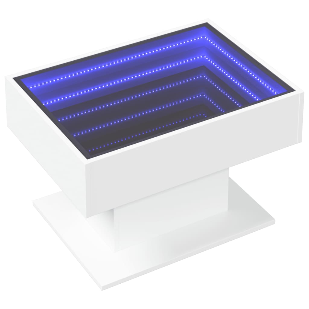 Salontafel met LED 70x50x45 cm bewerkt hout wit is nu te koop bij PeponiXL, paradijselijk wonen!