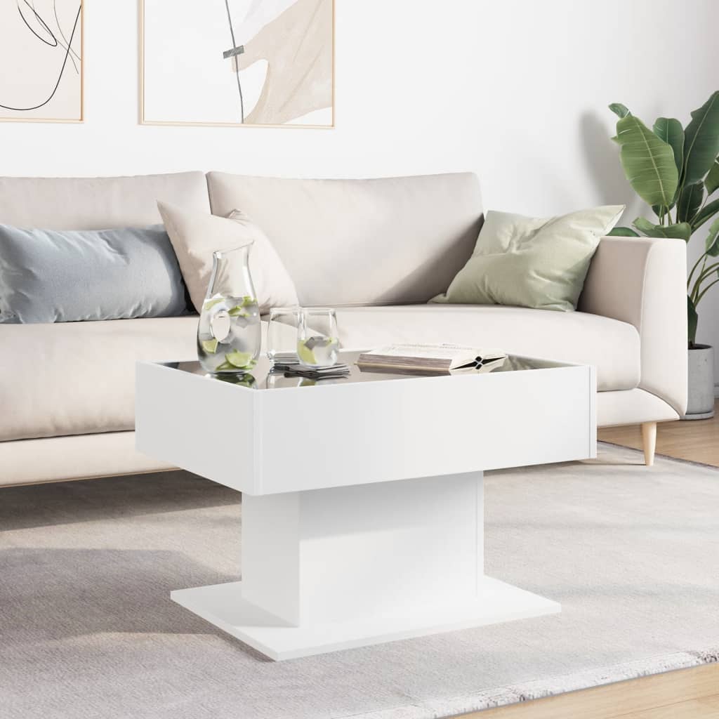 Salontafel met LED 70x50x45 cm bewerkt hout wit is nu te koop bij PeponiXL, paradijselijk wonen!