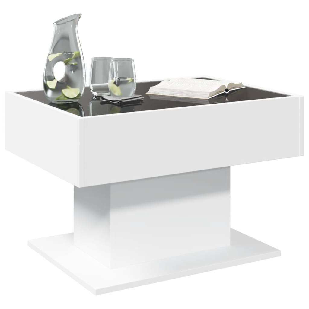 Salontafel met LED 70x50x45 cm bewerkt hout wit is nu te koop bij PeponiXL, paradijselijk wonen!