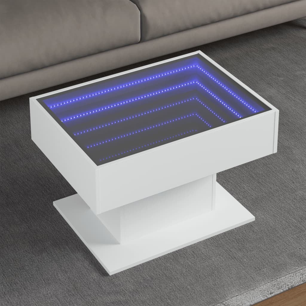 Salontafel met LED 70x50x45 cm bewerkt hout wit is nu te koop bij PeponiXL, paradijselijk wonen!