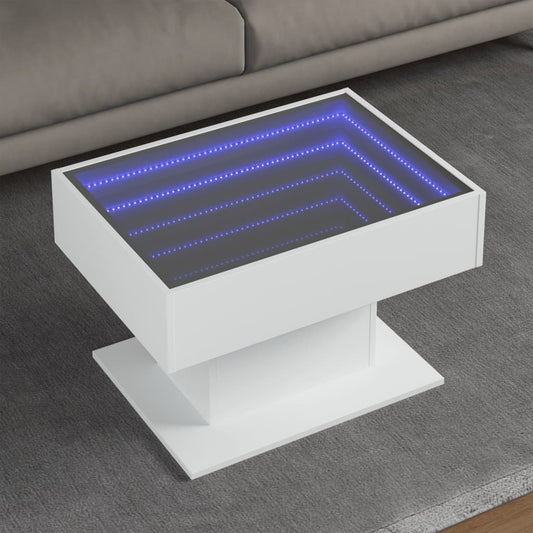 Salontafel met LED 70x50x45 cm bewerkt hout wit is nu te koop bij PeponiXL, paradijselijk wonen!