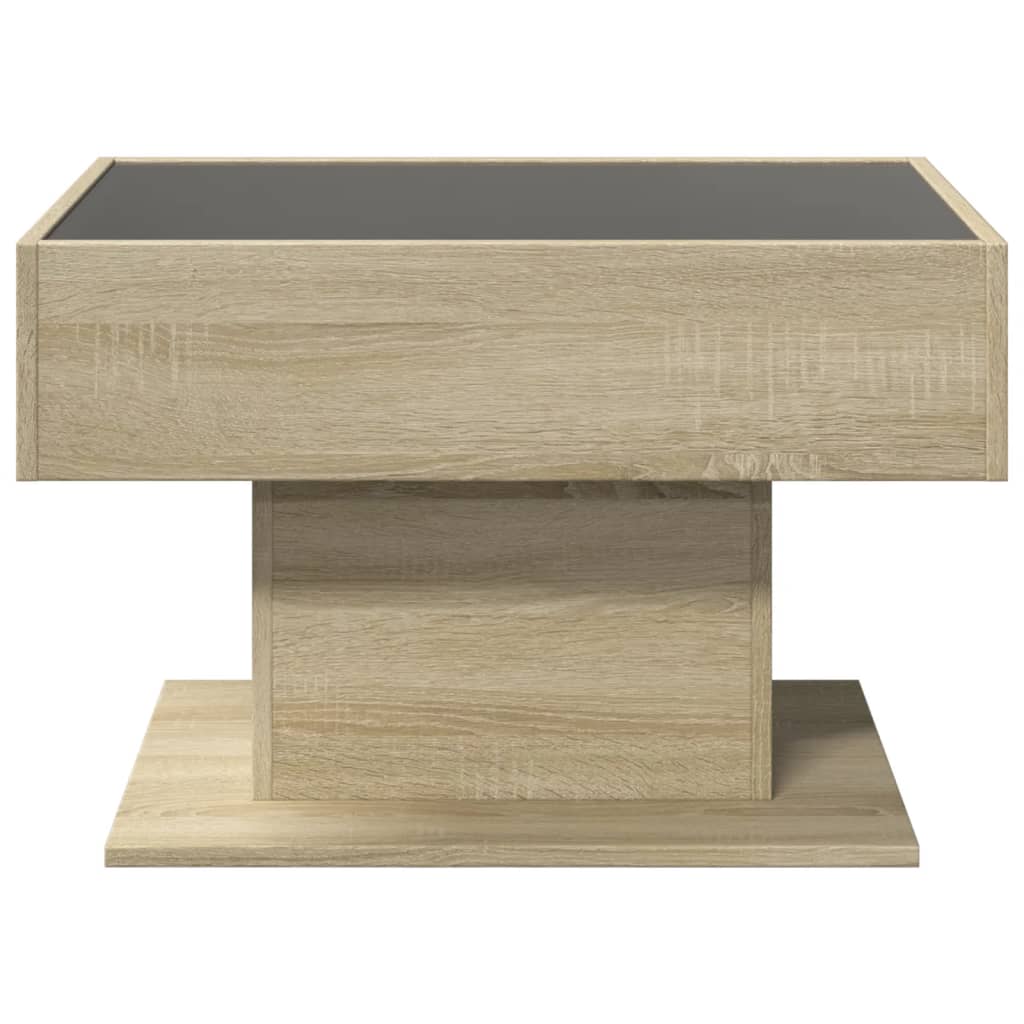 Salontafel met LED 70x50x45 cm bewerkt hout sonoma eikenkleurig is nu te koop bij PeponiXL, paradijselijk wonen!