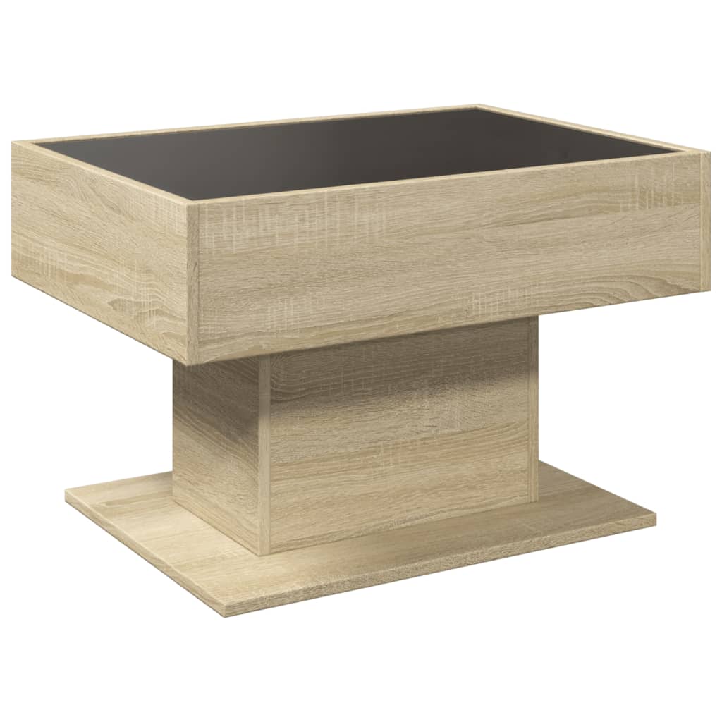 Salontafel met LED 70x50x45 cm bewerkt hout sonoma eikenkleurig is nu te koop bij PeponiXL, paradijselijk wonen!