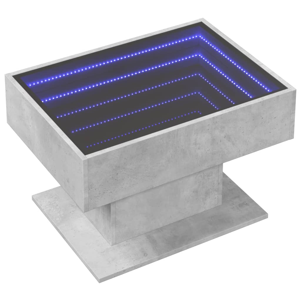 Salontafel met LED 70x50x45 cm bewerkt hout betongrijs is nu te koop bij PeponiXL, paradijselijk wonen!