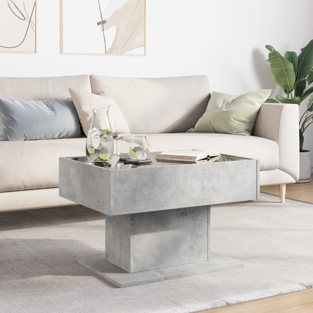 Salontafel met LED 70x50x45 cm bewerkt hout betongrijs is nu te koop bij PeponiXL, paradijselijk wonen!