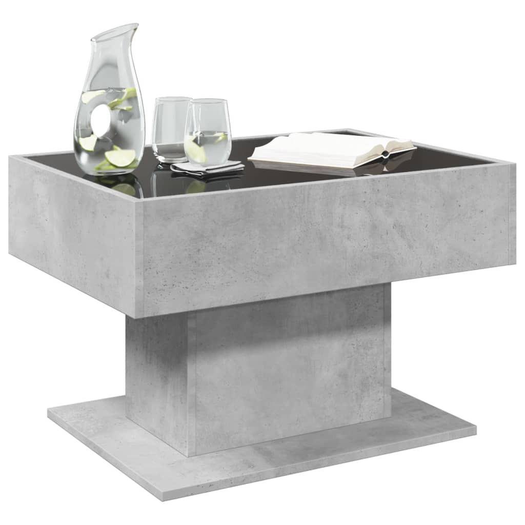 Salontafel met LED 70x50x45 cm bewerkt hout betongrijs is nu te koop bij PeponiXL, paradijselijk wonen!