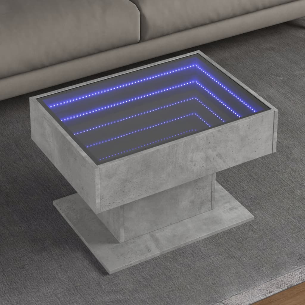 Salontafel met LED 70x50x45 cm bewerkt hout betongrijs is nu te koop bij PeponiXL, paradijselijk wonen!