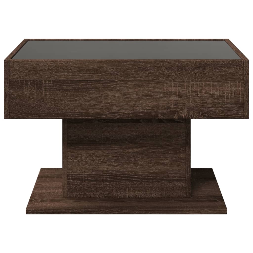 Salontafel met LED 70x50x45 cm bewerkt hout bruin eikenkleurig is nu te koop bij PeponiXL, paradijselijk wonen!