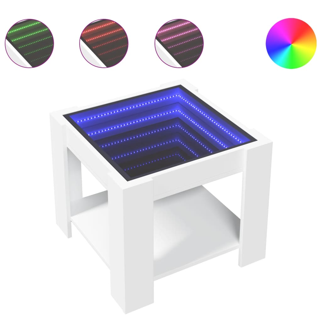 Salontafel met LED 53x53x45 cm bewerkt hout wit is nu te koop bij PeponiXL, paradijselijk wonen!