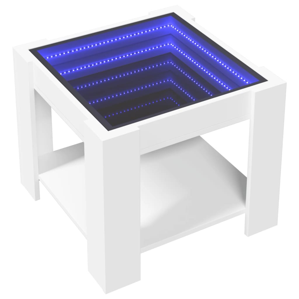Salontafel met LED 53x53x45 cm bewerkt hout wit is nu te koop bij PeponiXL, paradijselijk wonen!