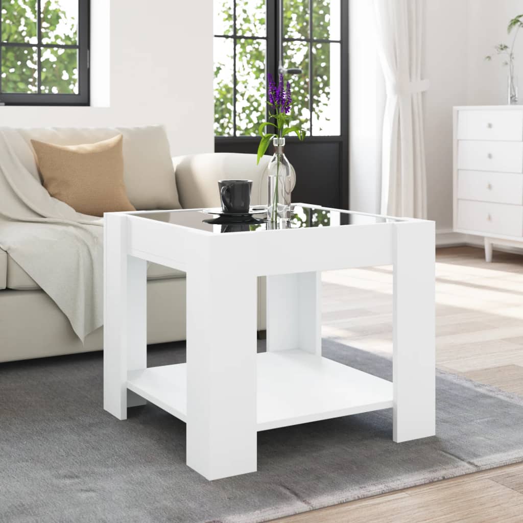 Salontafel met LED 53x53x45 cm bewerkt hout wit is nu te koop bij PeponiXL, paradijselijk wonen!
