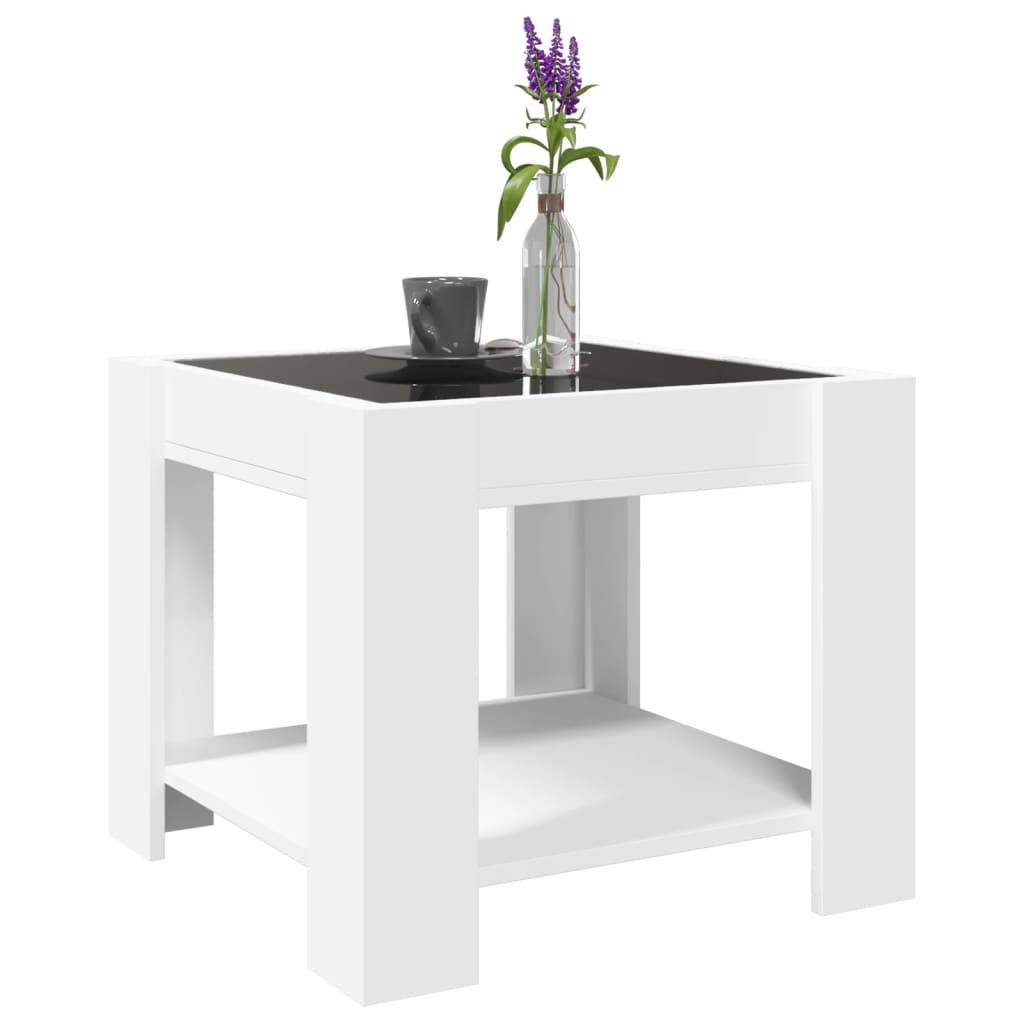Salontafel met LED 53x53x45 cm bewerkt hout wit is nu te koop bij PeponiXL, paradijselijk wonen!