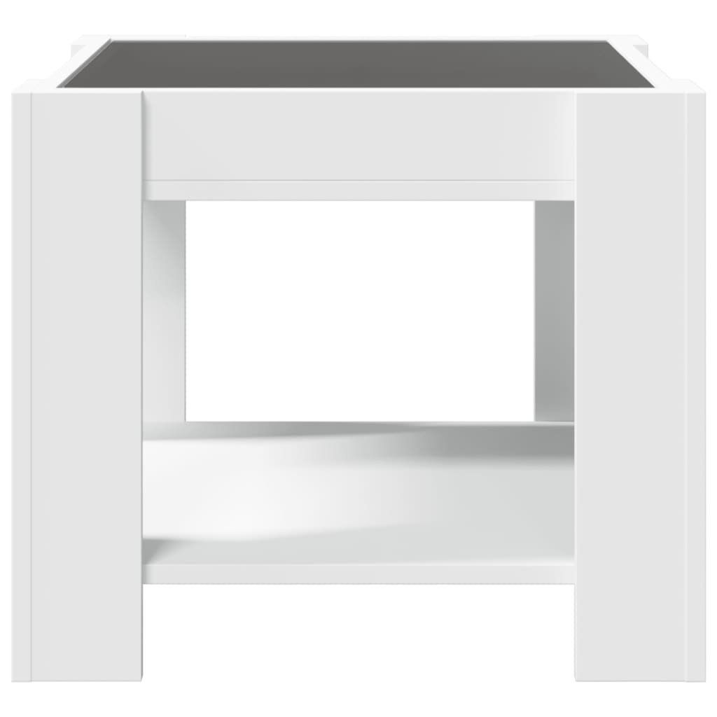 Salontafel met LED 53x53x45 cm bewerkt hout wit is nu te koop bij PeponiXL, paradijselijk wonen!