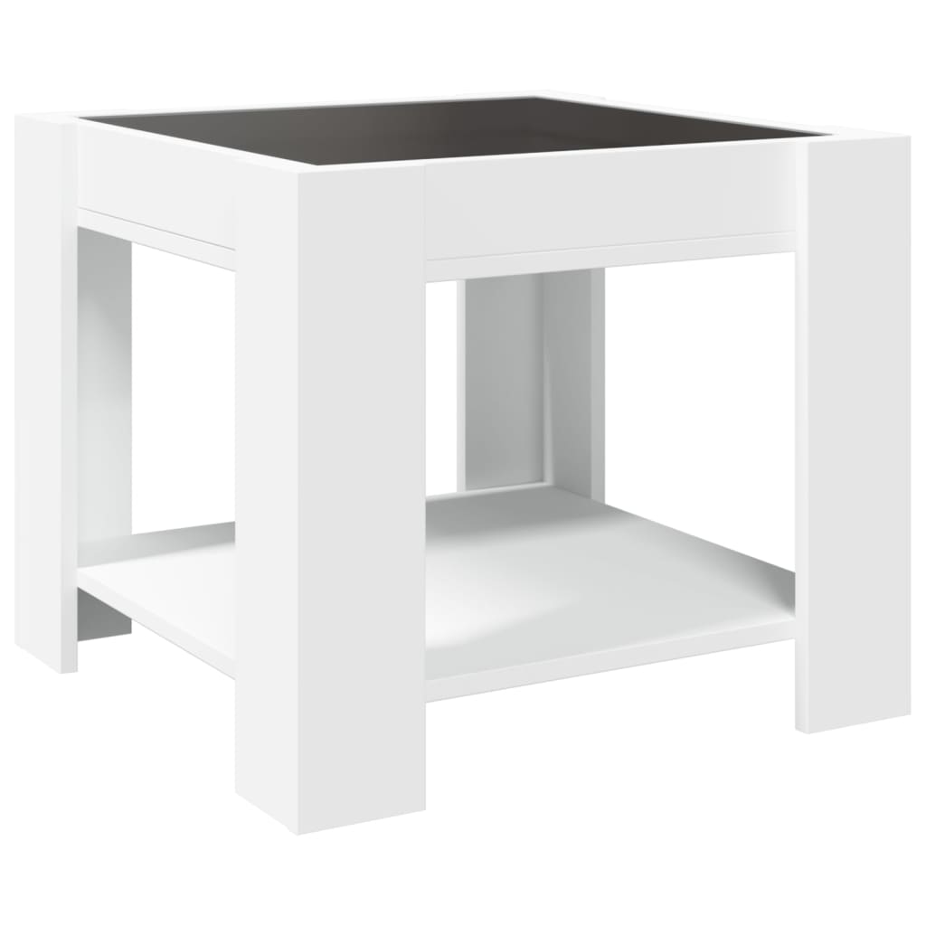 Salontafel met LED 53x53x45 cm bewerkt hout wit is nu te koop bij PeponiXL, paradijselijk wonen!
