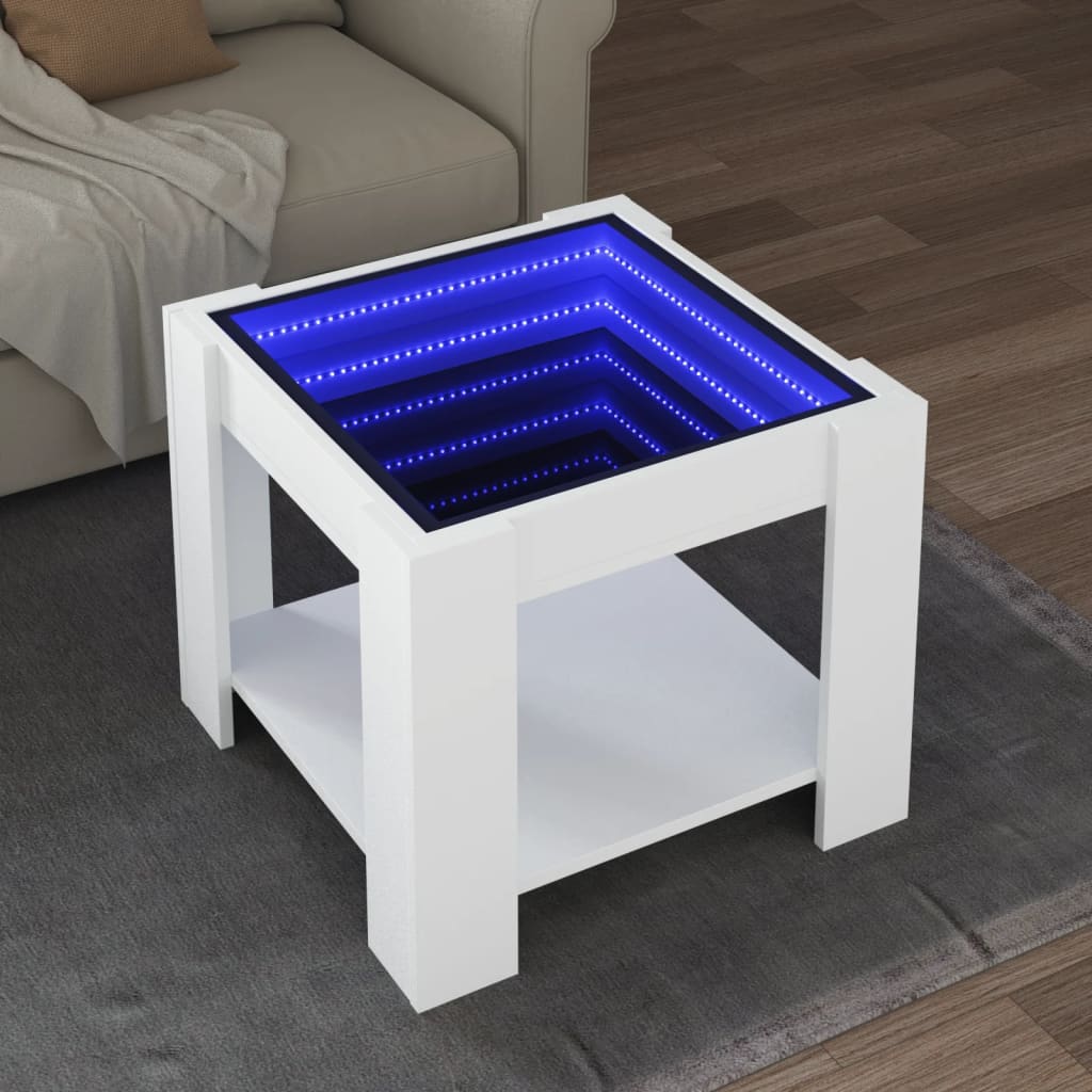 Salontafel met LED 53x53x45 cm bewerkt hout wit is nu te koop bij PeponiXL, paradijselijk wonen!