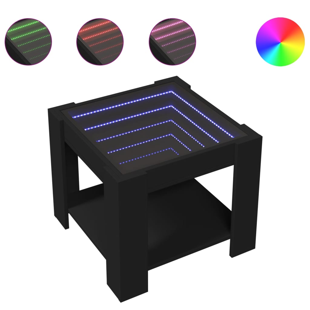 Salontafel met LED 53x53x45 cm bewerkt hout zwart is nu te koop bij PeponiXL, paradijselijk wonen!