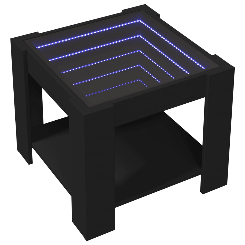 Salontafel met LED 53x53x45 cm bewerkt hout zwart is nu te koop bij PeponiXL, paradijselijk wonen!