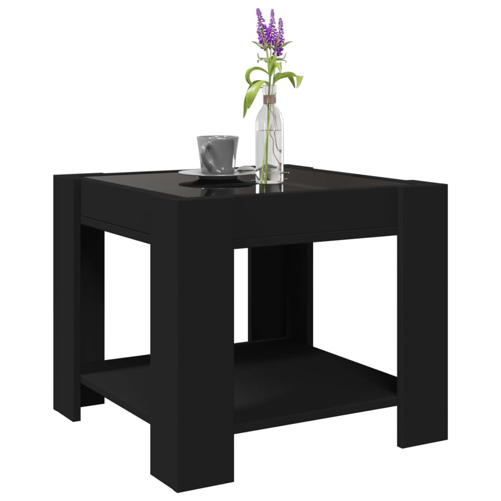 Salontafel met LED 53x53x45 cm bewerkt hout zwart is nu te koop bij PeponiXL, paradijselijk wonen!