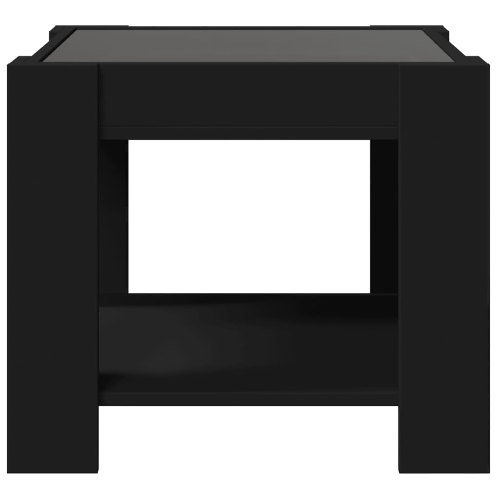 Salontafel met LED 53x53x45 cm bewerkt hout zwart is nu te koop bij PeponiXL, paradijselijk wonen!