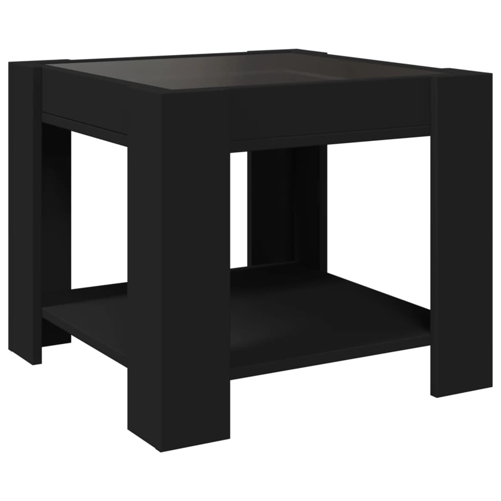 Salontafel met LED 53x53x45 cm bewerkt hout zwart is nu te koop bij PeponiXL, paradijselijk wonen!
