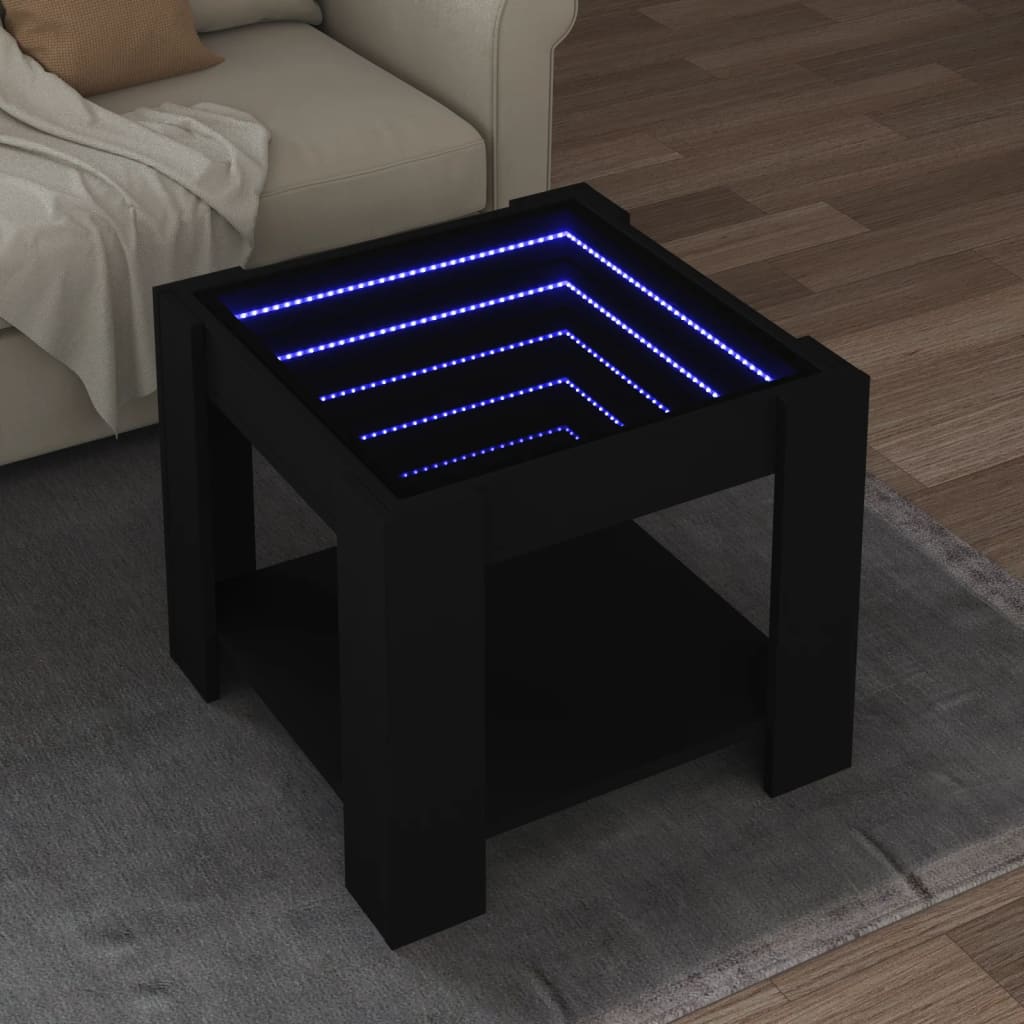 Salontafel met LED 53x53x45 cm bewerkt hout zwart is nu te koop bij PeponiXL, paradijselijk wonen!